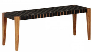 Balka Woven Leather Bench - Matte Black