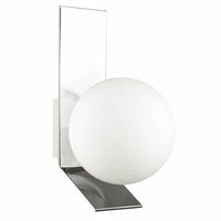 Dainolite Valemont 1 Light Wall Sconce Large Polished Chrome Opal White Glass Lamp