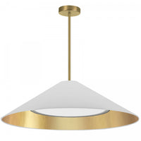 Dainolite Padme Pendant 30w Aged Brass White/Gold Shade Lamp