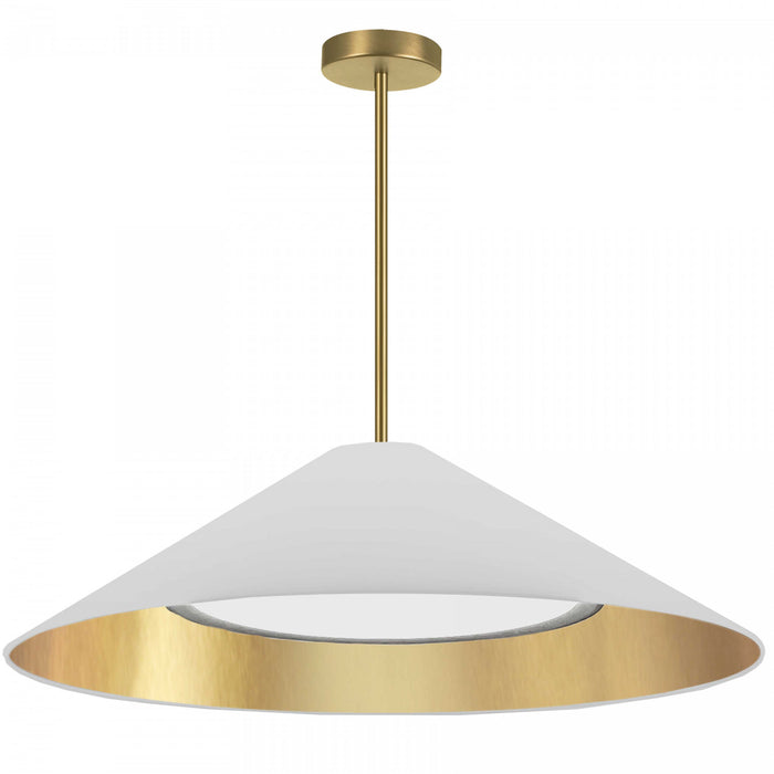 Dainolite Padme Pendant 30w Aged Brass White/Gold Shade Lamp
