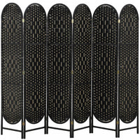 HOMCOM 6 Panel Room Divider, Bohemian Folding Privacy Screen, Black