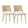 Oliver Modern Dining Chairs with PU Upholstered and PE Rattan Backrest Set of 2,Beige