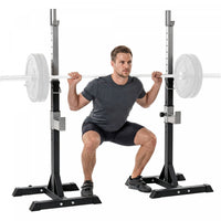 Soozier 2-Piece Adjustable Squat Rack for Home Gym Strength Training, Black