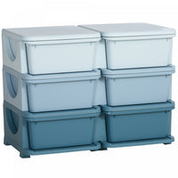 Qaba Kids Toy Storage Organizer With 6 Plastic Bins, 3 Tier Drawer Chest Utility For Kids Bedroom Nu