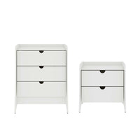 Coney Mid-Century Modern 2-Piece Dresser Set in White 
