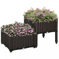 Outsunny 2-piece Raised Garden Bed Pp Raised Flower Bed Vegetable Herb Grow Box Stand