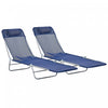 Outsunny 2-piece Folding Chaise Lounge, Reclining Sun Tanning Chairs, Blue