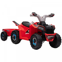 Aosom 6v Kids Atv Quad, Battery Powered Ride-On Electric Vehicle For Kids With Back Trailer, Wear-re