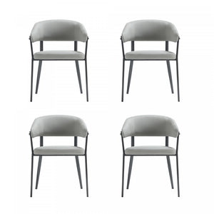 Belle Modern Metal Upholstered Dining Chair in Stone Gray - Set of 4