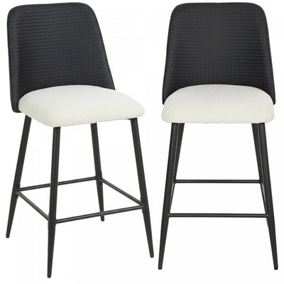 HOMCOM Bar Stools Set of 2, 26" Counter Height Bar Stools with PU Backrest