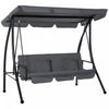 Outsunny Patio Swing Chair, 3 Person Convertible Hammock, Outdoor Lounge Bed, Cushioned With Tilt Canopy, Dark Grey