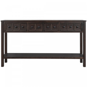 Michael Solid Wood Console Table For Entryway With Storage Drawers And Bottom Shelf - Brown