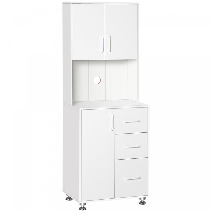 HOMCOM Modern Kitchen Cupboard Storage Organizer Microwave Cabinet, White