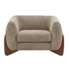 Tuxor Modern Upholstered Boucle Arm Chair with Tuxedo Design, Light Brown, Walnut
