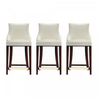 Shubert Modern Wood Upholstered Counter Stool in Ivory - Set of 3