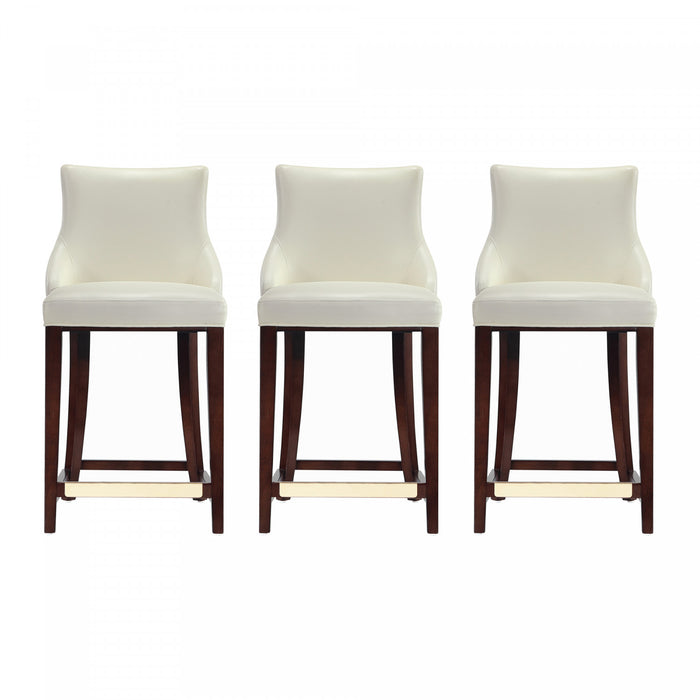 Shubert Modern Wood Upholstered Counter Stool in Ivory - Set of 3