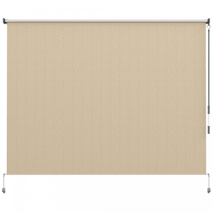 Outsunny Outdoor Roller Shade, 8' X 6' Patio Door Blinds, Beige