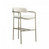 Serene Mid-Century Modern Metal Upholstered Counter Stool in Alabaster | Tabouret de comptoir moderne du milieu du siecle en metal et tissu, coloris albatre