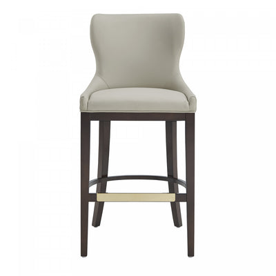 Blair Modern Wood Upholstered Barstool in Stone | Tabouret de bar Blair moderne en bois avec revetement en tissu coloris pierre
