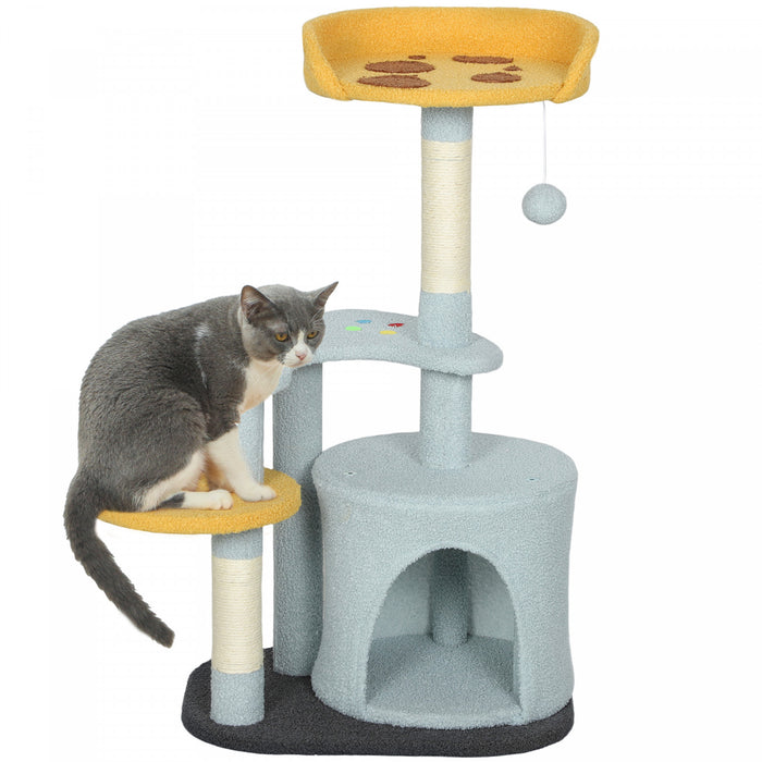 PawHut Cat Tree, 31.5 inch Cat Tower for Indoor Cats with Plush Perch, Gamepad Shaped Platform, Condo, Sisal Scratching Post and Toy Ball, Blue