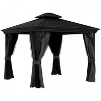 Outsunny 10' X 12' Outdoor Canopy Gazebo Hardtop Gazebo, Dark Grey