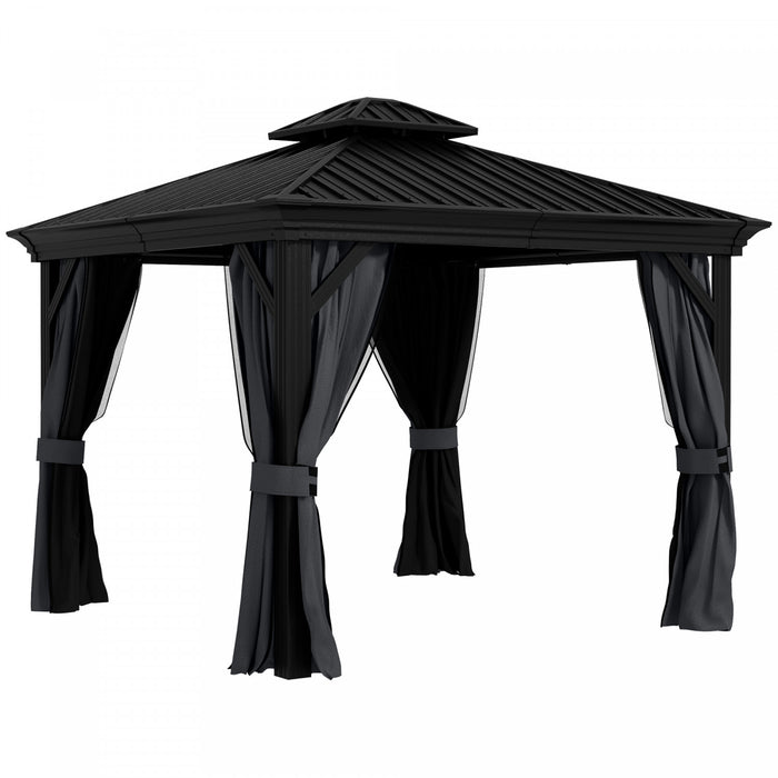 Outsunny 10' X 12' Outdoor Canopy Gazebo Hardtop Gazebo, Dark Grey