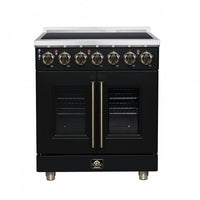 Forno Massimo 30 Inch French Door Electric range, 5 radiant burners, 4.32 cu.ft., Black - FFSEL6955-30BLK Electric Range