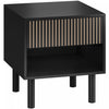 HOMCOM Nightstand with Drawer and Open Shelf, Side Table, Black