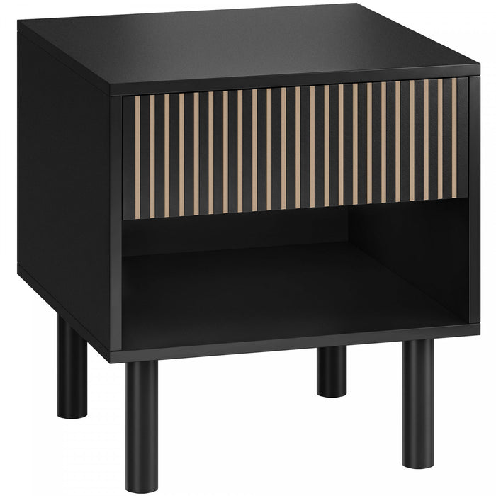 HOMCOM Nightstand with Drawer and Open Shelf, Side Table, Black