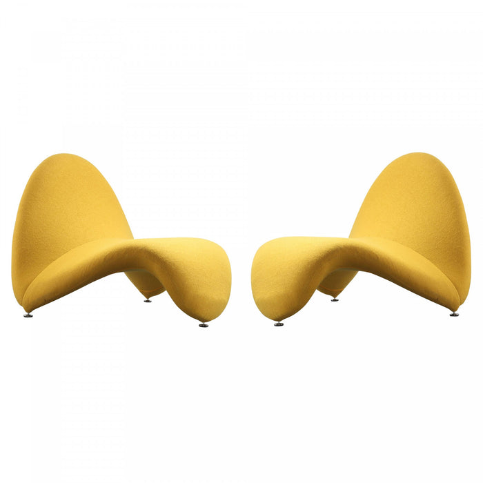 MoMa Modern Wool Blend Accent Chair in Yellow - Set of 2