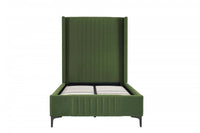 Promenade Mid-Century Modern Upholstered Velvet Twin Bed in Moss Green 