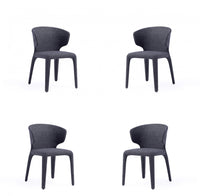 Conrad Mid-Century Modern Upholstered Dining Chair in Black - Set of 4