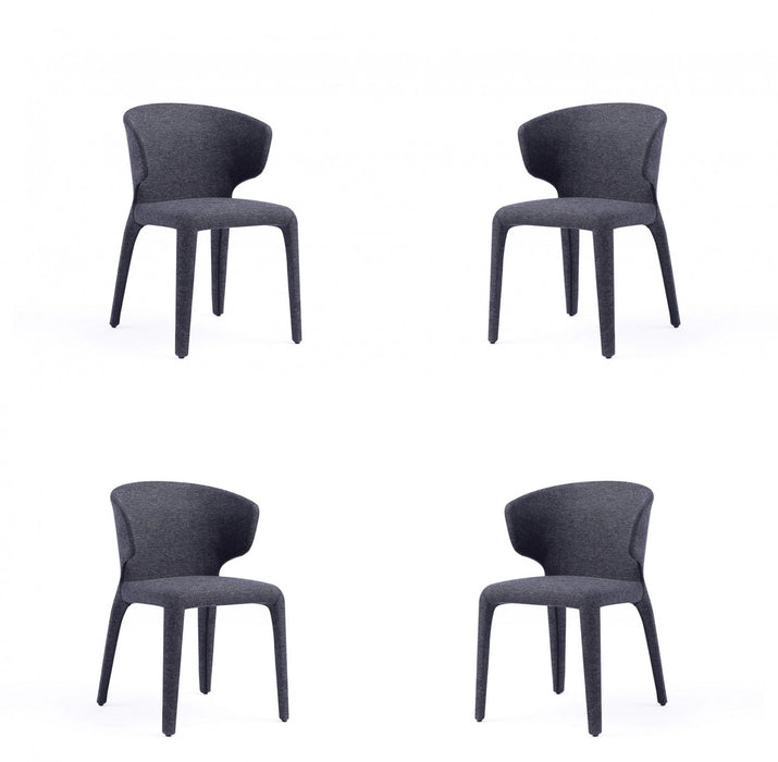 Conrad Mid-Century Modern Upholstered Dining Chair in Black - Set of 4