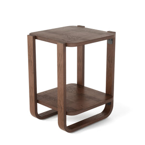 Umbra Modern Solid Wood Bellwood Chairside End Table with Shelf - Aged Walnut