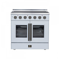 Galiano 36 Inch French Door Electric Range, 5 radiant burners, 5.36 cu.ft., White - FFSEL6917-36WHT 