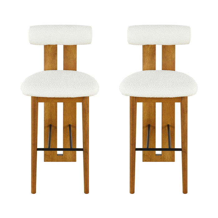 Sophia Indoor Modern Rubberwood Bar Stool Set of 2 with Supportive Backrest,White&Walnut