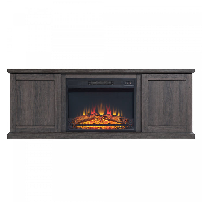 Franklin Modern Farmhouse 2-Piece Electric Fireplace in Black and Brown