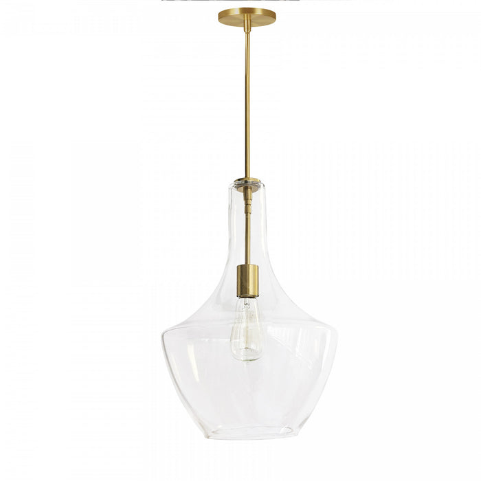 Dainolite Petalite 1 Light Pendant Large Aged Brass Clear Glass Lamp