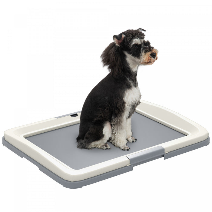 PawHut Pee Pad Holder, Dog Potty Tray for Indoor Outdoor, 25\" x 19\" Easy to Clean Dog Training Toilet Pee Pad Tray, Grey