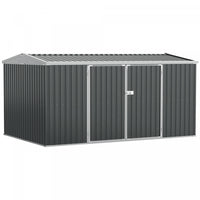 Outsunny 14 X 8ft Metal Outdoor Storage Shed With Lockable Doors, Grey