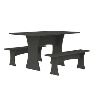 Coney Mid-Century Modern 3-Piece Dining Set in Charcoal Gray