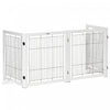 Pawhut Wooden Dog Gate Foldable Pet Fence For Small & Medium Dogs 4 Panel With Support Feet Freestanding Safety Barrier For House Doorway Stairs White