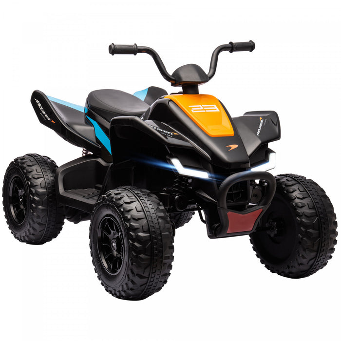 Aosom Mclaren Mcl 35 Liveries Licensed 12v Kids Atv Quad, 4 Wheeler Battery Powered Ride-On Electric Vehicle With Slow Start, Music Mp3, Headlights, Suspension Wheel, Boys And Girls, Black