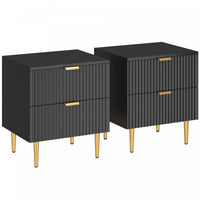 HOMCOM Nightstand Set of 2, Bedside Table, Side Table with 2 Drawers, Black