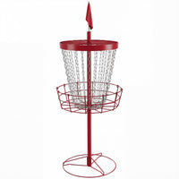 Soozier 24-Chain Portable Practice Basket for Disc Golf Target Stand, Easy Assembly & Lightweight Basket w/ Carry Bag, Red and Silver