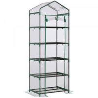 Outsunny 5 Tier Mini Greenhouse, Portable Outdoor Flower Stand With Shelf Clips, Indoor Greenhouse W