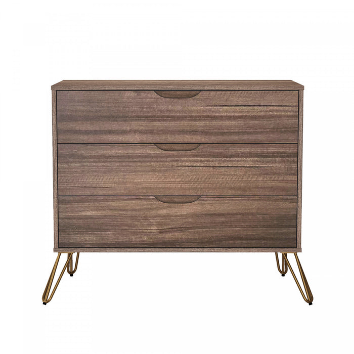 Avira Mid-Century Modern 35\" Dresser in Brown (3-Drawer)