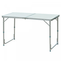 Outsunny 4ft Camping Table Foldable Picnic Garden BBQ Desk Indoor & Outdoor Folding Table with 2 Level Height Adjustable, Aluminum Frame and Carrying Handle, Silver