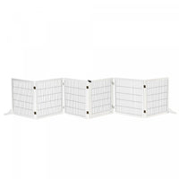 Pawhut Wooden Pet Gate, Dog Safety Barrier, Freestanding Foldable Fence, W/ 6 Panels, 2 Support Feet