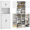 HOMCOM 71.5\" Tall Pantry Cabinet, Kitchen Cupboard with Spice Racks, White